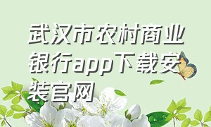 武汉市农村商业银行app下载安装官网（武汉农商银行app官网下载最新版）