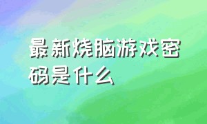 最新烧脑游戏密码是什么