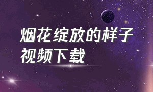 烟花绽放的样子视频下载（烟花绽放视频高清4k下载）