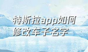 特斯拉app如何修改车子名字