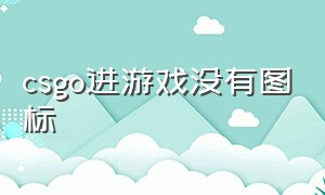 csgo进游戏没有图标（csgo打开游戏设置全没了）