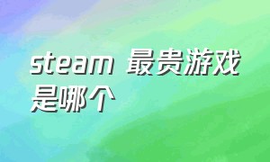 steam 最贵游戏是哪个