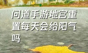 问道手游地宫重置每天会给阳气吗