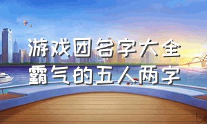 游戏团名字大全霸气的五人两字