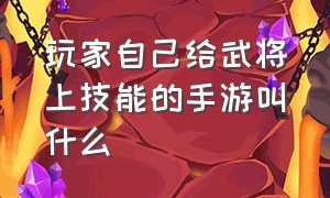 玩家自己给武将上技能的手游叫什么（可以选兵种的手游角色可以放大招）