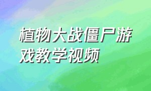 植物大战僵尸游戏教学视频