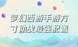 梦幻西游手游方寸助战最强配置