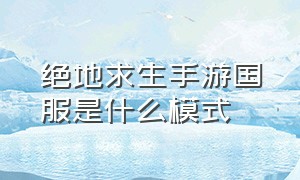 绝地求生手游国服是什么模式