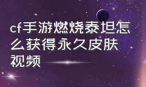 cf手游燃烧泰坦怎么获得永久皮肤视频（cf手游燃烧泰坦值得入手吗）