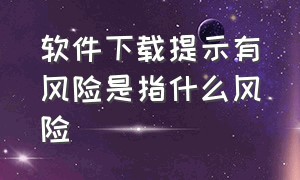 软件下载提示有风险是指什么风险（风险软件存在中等风险有什么危险）