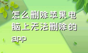 怎么删除苹果电脑上无法删除的app