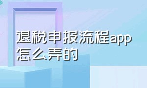 退税申报流程app怎么弄的（个人退税在app上具体怎么操作）