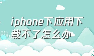 iphone下应用下载不了怎么办