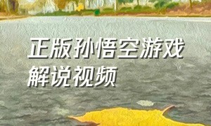 正版孙悟空游戏解说视频
