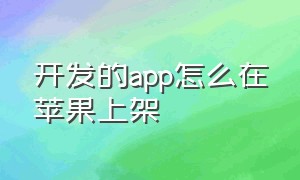 开发的app怎么在苹果上架