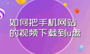 如何把手机网站的视频下载到u盘