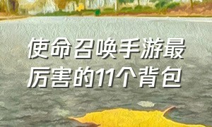 使命召唤手游最厉害的11个背包（使命召唤手游十个背包及配件最新）