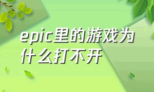 epic里的游戏为什么打不开