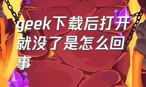 geek下载后打开就没了是怎么回事