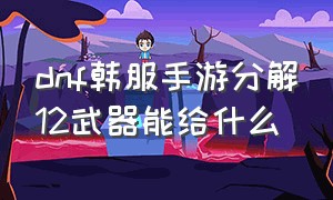 dnf韩服手游分解12武器能给什么