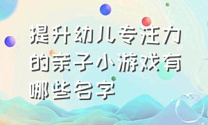 提升幼儿专注力的亲子小游戏有哪些名字（适合大班提高专注力的亲子游戏）