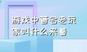 游戏中著名老玩家叫什么来着（游戏中最有名的玩家）