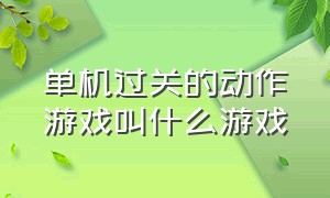 单机过关的动作游戏叫什么游戏