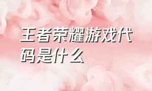 王者荣耀游戏代码是什么