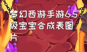 梦幻西游手游65级宝宝合成表图片（梦幻西游手游平民60级宝宝怎么弄）