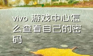 vivo 游戏中心怎么查看自己的密码