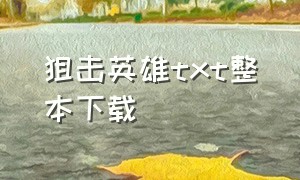 狙击英雄txt整本下载