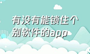 有没有能锁住个别软件的app