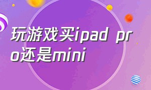 玩游戏买ipad pro还是mini