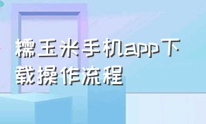 糯玉米手机app下载操作流程