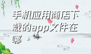 手机应用商店下载的app文件在哪