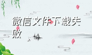 微信文件下载失败（微信突然下载不了文件了）