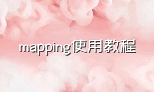 mapping使用教程