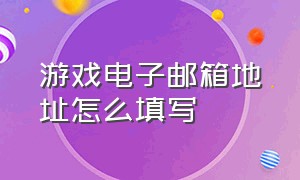 游戏电子邮箱地址怎么填写