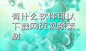 有什么软件可以下载网页视频素材