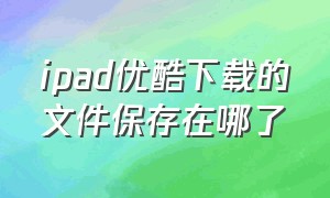 ipad优酷下载的文件保存在哪了