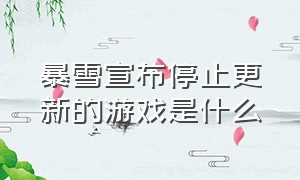 暴雪宣布停止更新的游戏是什么