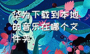 华为下载到本地的音乐在哪个文件夹（华为手机下载的音乐存在哪里去了）