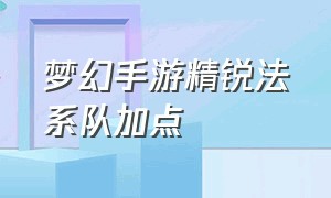 梦幻手游精锐法系队加点