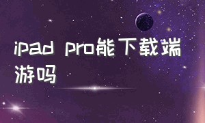 ipad pro能下载端游吗（ipad pro能下载电脑软件吗）