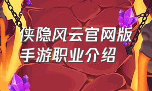 侠隐风云官网版手游职业介绍