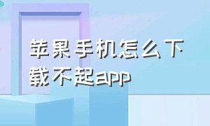 苹果手机怎么下载不起app（苹果手机为什么一直下载不了app）