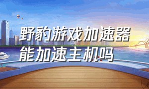 野豹游戏加速器能加速主机吗（野豹游戏加速器是永久免费的吗）