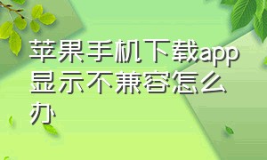 苹果手机下载app显示不兼容怎么办