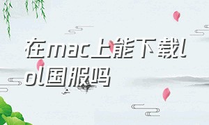 在mac上能下载lol国服吗