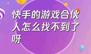 快手的游戏合伙人怎么找不到了呀